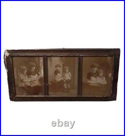 As Is Antique Photo Frame 1930s Children Child Sisters Black White Sepia