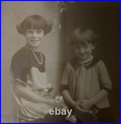 As Is Antique Photo Frame 1930s Children Child Sisters Black White Sepia