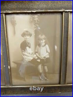 As Is Antique Photo Frame 1930s Children Child Sisters Black White Sepia