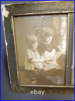 As Is Antique Photo Frame 1930s Children Child Sisters Black White Sepia