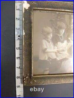 As Is Antique Photo Frame 1930s Children Child Sisters Black White Sepia