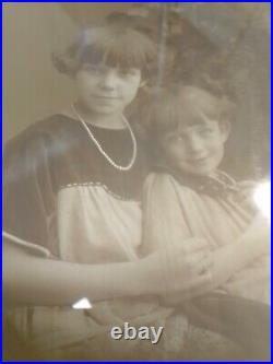 As Is Antique Photo Frame 1930s Children Child Sisters Black White Sepia