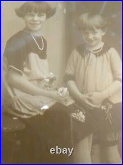 As Is Antique Photo Frame 1930s Children Child Sisters Black White Sepia