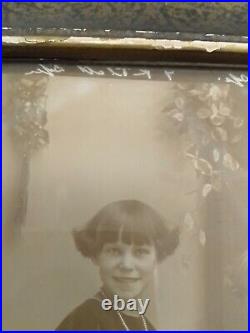 As Is Antique Photo Frame 1930s Children Child Sisters Black White Sepia