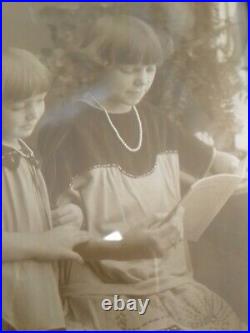 As Is Antique Photo Frame 1930s Children Child Sisters Black White Sepia