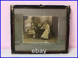 B&W Antique VTG Old Photograph Picture South Indian Couple Traditional Dress D33