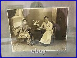 B&W Antique VTG Old Photograph Picture South Indian Couple Traditional Dress D33