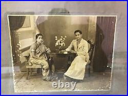 B&W Antique VTG Old Photograph Picture South Indian Couple Traditional Dress D33