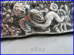 Big 8 Vintage Sterling Silver Cherub Picture Frame Ornate Repousse Easel Cupid