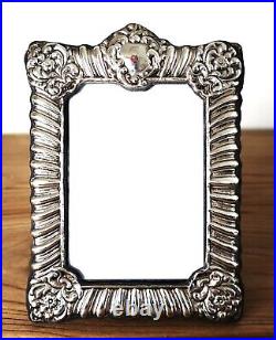 Big 8 Vintage Sterling Silver Picture Frame Ornate Repousse England Cherubs