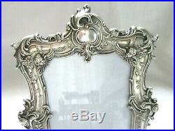Big Vintage 9.5 Ornate Sterling Silver Picture Frame Gorham Cherub Repousse