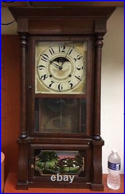 Birge Mallory Antique 8 Day Picture Clock, Cherry