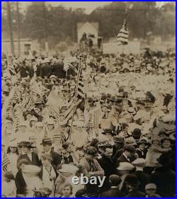 Bronx, NY Photo on Card Antique Huge Patriotic People Gathering VTG 4th of July