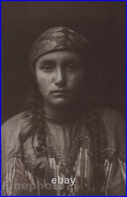 C. 1900/72 Photo Gravure NATIVE AMERICAN INDIAN Kutenai Girl EDWARD CURTIS 11x14