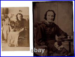 CIRCA 1890s 1/2 PLATE TINTYPE & RPPC GRANDMA AUSTIN 104 YEAR OLD LADY