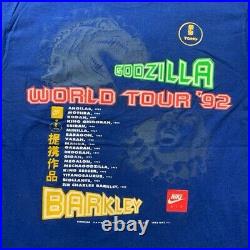 Charles Barkley Vs Godzilla Rap Vintage Nike T Shirt USA Rare Photo Monster Cool