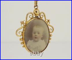 Chester Edwardian Antique 9ct Gold Double Sided Photo Picture Locket Super NICE1