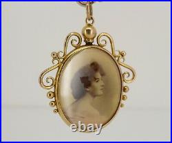 Chester Edwardian Antique 9ct Gold Double Sided Photo Picture Locket Super NICE1