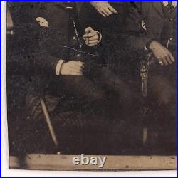 Cigar Smoking Black White Men Tintype c1870 African American 1/6 Plate A828