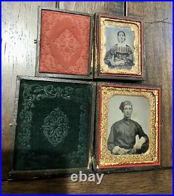 Civil War Zouave Soldier Possible ID 4th Michigan 1/6 Ambrotype 1860s Tinted
