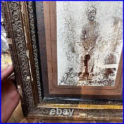 Collectible Vintage Rare Sitting Old Man Black & White Photograph Wooden Framed