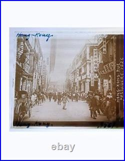 Early 20th Century Glass Plate #3561 HONG KONG China STREET SCENE c. 1900 photo