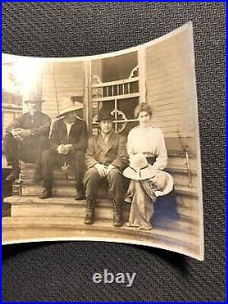 Early Antique Fishing Original Old Photo Fisherman Snapshot Photograph Woman Vtg