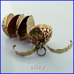 Edwardian 14K Gold Globe Ball Picture Locket Antique Vintage Charm Pendant