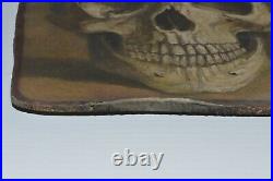 Exclusive! Vintage ANTIQUE VICTORIAN picture skull momento mori Painting Gothic