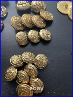 Fantastic Large Lot 111 Antique Metal Buttons Victorian Tinted Flower Picture
