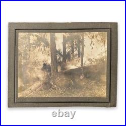 Forest Fire Hand Colored Flames Landscape Antique Cabinet Card Vintage Photo