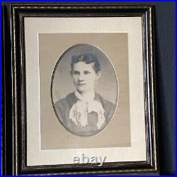Framed Antique Silver Gelatin Portrait Photographs Pair Husband and Wife