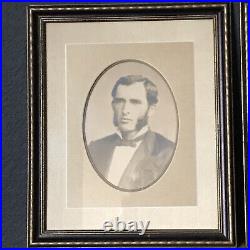 Framed Antique Silver Gelatin Portrait Photographs Pair Husband and Wife
