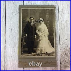 Fresno, CA Cabinet Card Antique Photo 1910 Wedding Dress Eugene Dena & Curits