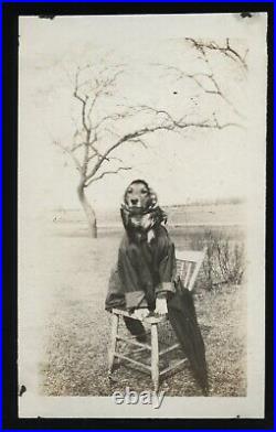 Funny Vintage Antique Photo Dog Dressed Up As Housewife 1920s Snapshot Photo