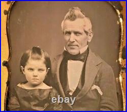 Girl With Attitude & Grandfather 1/6 Plate Daguerreotype, Includes Lock Of Hair