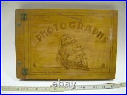 Hand Carved Vintage Antique Wood Photograph Album TALL SHIPS at Sea Sailing