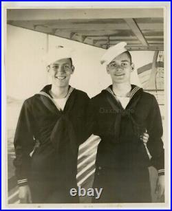 Handsome Beefcake Sailors 1920 Seaman Couple 8x10 Navy Uniform Vintage Gay Photo