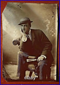 Handsome Man Great Pose 1870s Tintype Photo Gay Int VTG