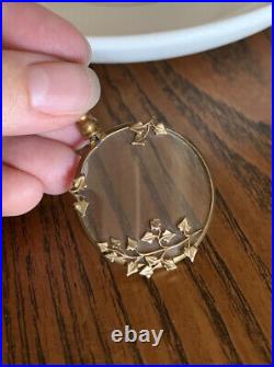 IVY French Victorian Brass Photo Locket Pendant Reversible Mourning Belle Epoque