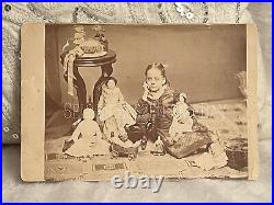 Incredible Rare Antique Cabinet Photo Girl With Extensive China Doll Collection