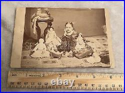 Incredible Rare Antique Cabinet Photo Girl With Extensive China Doll Collection