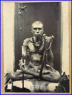 India Vintage 1908 Photograph SADHU WITH ARM REST. Rare. 4.50in x 6.25in