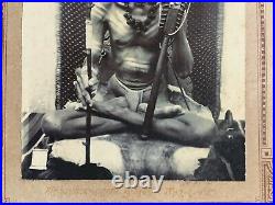 India Vintage 1908 Photograph SADHU WITH ARM REST. Rare. 4.50in x 6.25in