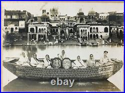 India Vintage Photograph KRISHNA SRINATHJI BOAT MANORATH MATHURA Rare 8in x 6in