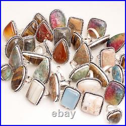 Labradorite & Mix Gemstone Wholesale Bulk Lot 925 Sterling Silver Plated Rings