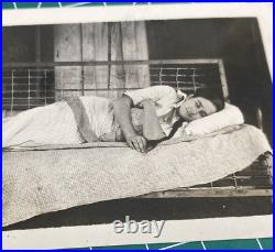 Ladies Portrait Lounging snap shot Early 1900's Antique Photo 3 by 4 in