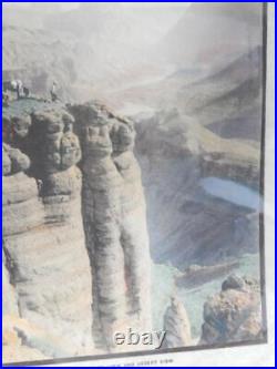 Large Antique Tinted Photograph Matted Grand Canyon Arizona Wonderful Scene