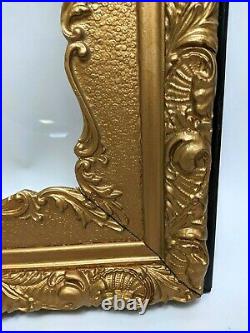 Large Florentine Gilt/Gold Ornate Carved Wood Picture Frame 28.5x25 Antique VTG