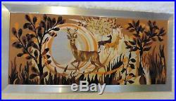 Large Retro 1960s Wall Tapestry Picture Deer Kitsch Stag Mid Century Abstract